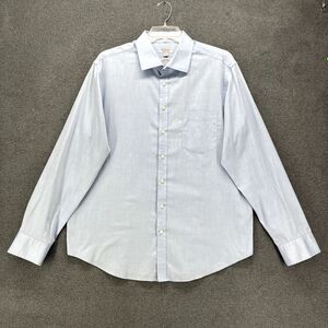 Merona Shirt Button Up Mens 2XL Blue Non-iron‎ Collared pocket